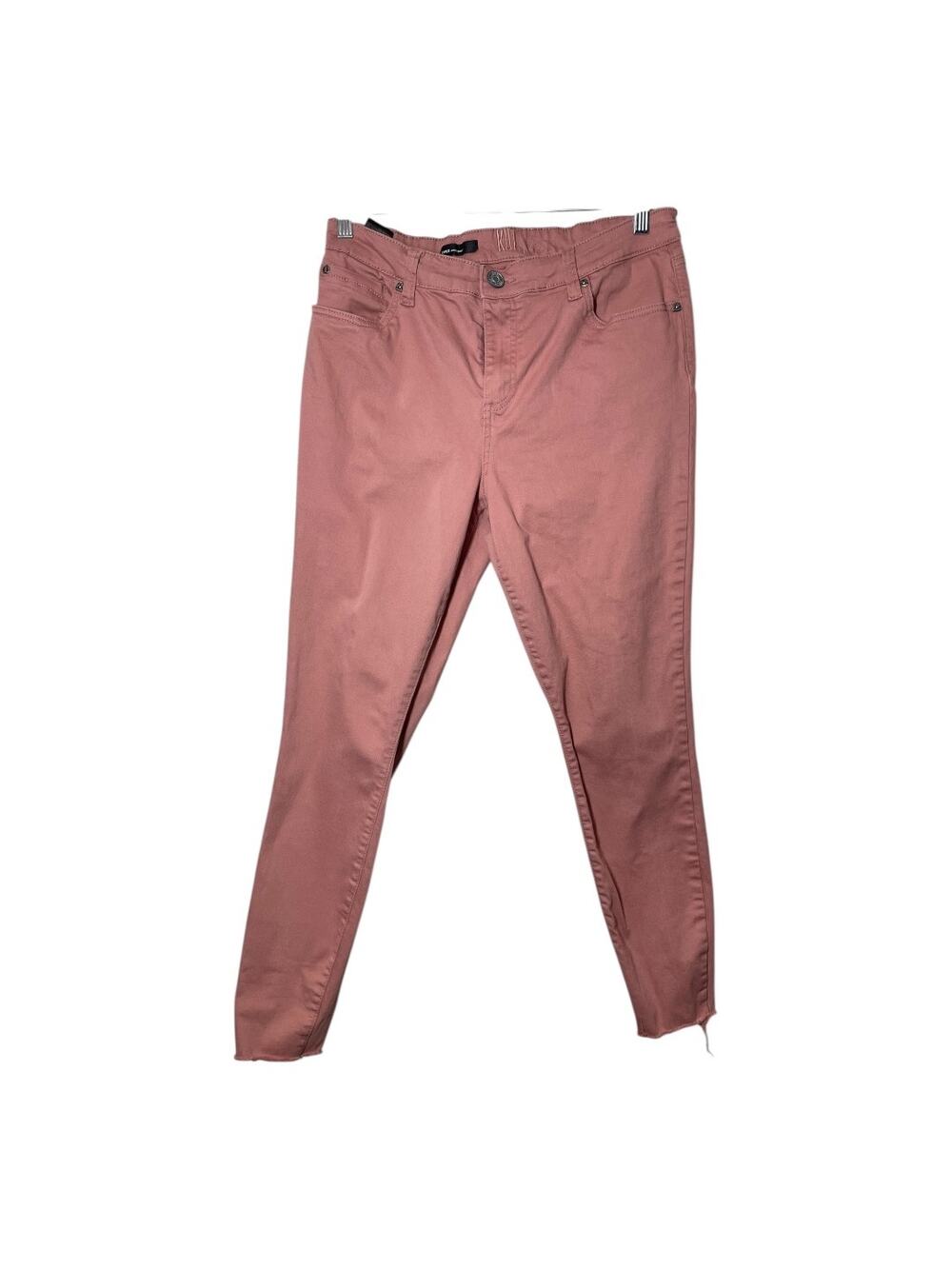 Kut from the Kloth Carlo Ankle Skinny Jeans Pink Size 14 Stretch Raw Fray Hem